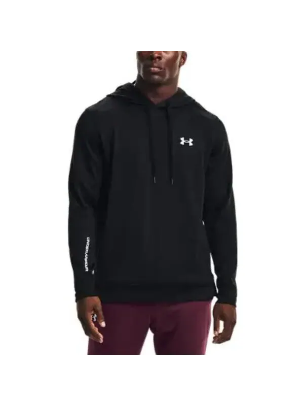 Толстовка terry hoodie 'black' Under Armour — изображение 4 из 4, черный/белый