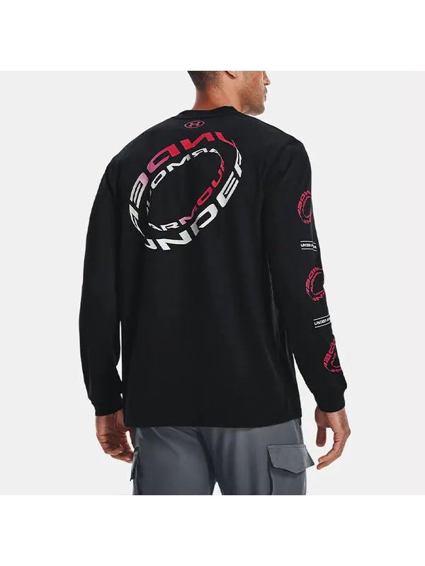 Футболка branded spiral heavyweight long sleeve t-shirt 'black' Under Armour — изображение 4 из 4, черный/красный/белый