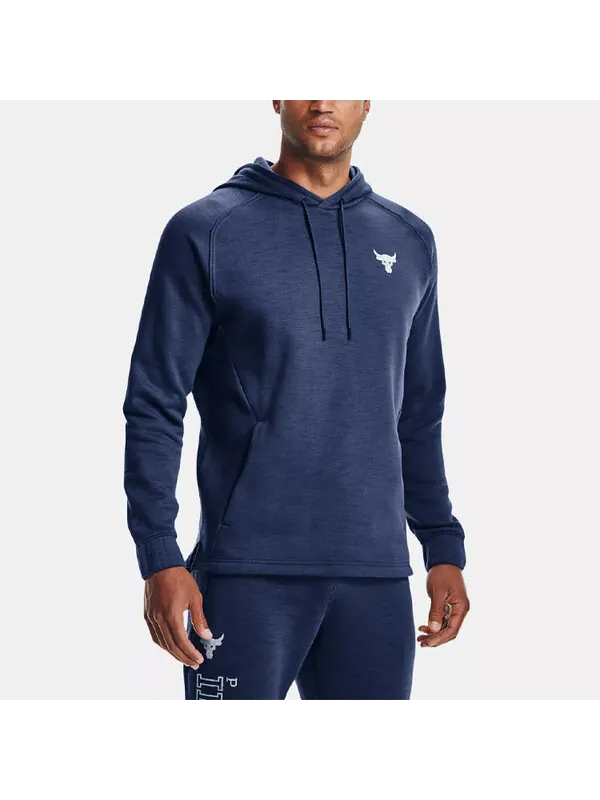 Толстовка Men's Under Armour Project Rock Charged Cotton Fleece Breathable Sports Blue — изображение 3 из 4, синий