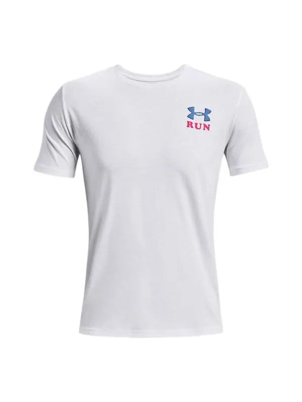 Футболка keep run graphic t-shirt 'white' Under Armour — изображение 1 из 4, белый/мульти