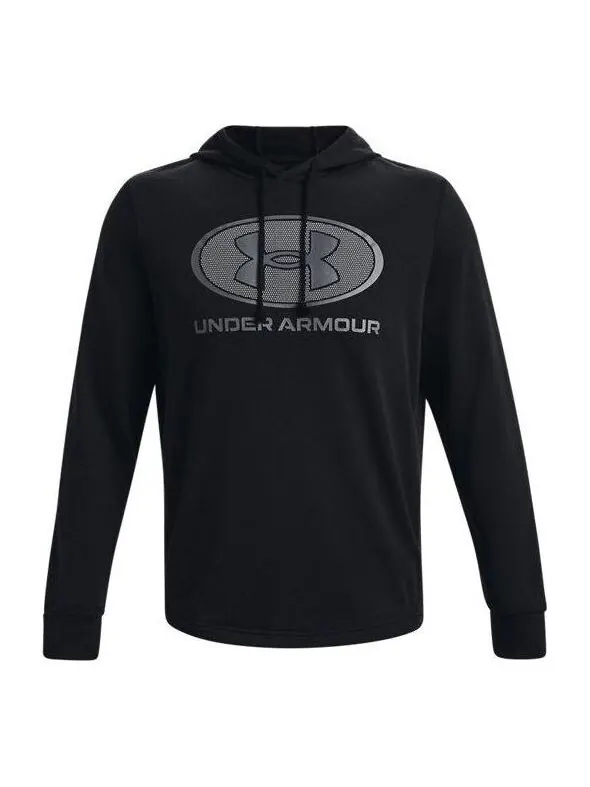 Толстовка rival terry pullover hoodie 'black grey' Under Armour — изображение 1 из 4, черный/серый