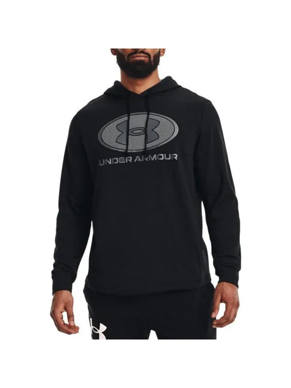 Толстовка rival terry pullover hoodie 'black grey' Under Armour — изображение 4 из 4, черный/серый