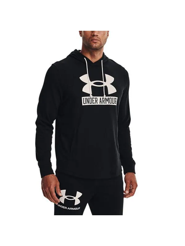 Толстовка rival terry logo hoodie 'black' Under Armour — изображение 4 из 4, черный