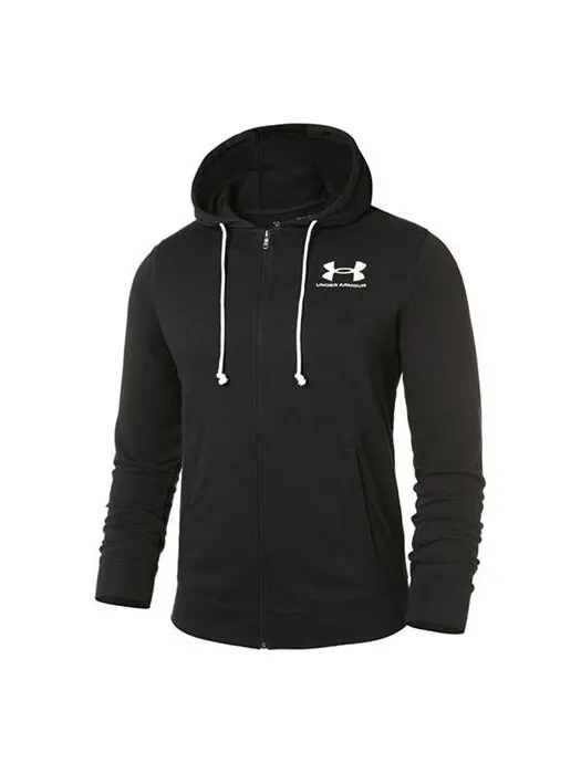 Куртка rival terry hooded jacket 'black' Under Armour — изображение 1 из 2, черный