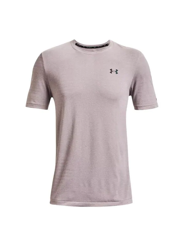 Футболка rush seamless geosport short sleeve t-shirt 'stone beige' Under Armour — изображение 1 из 4, черный бежевый