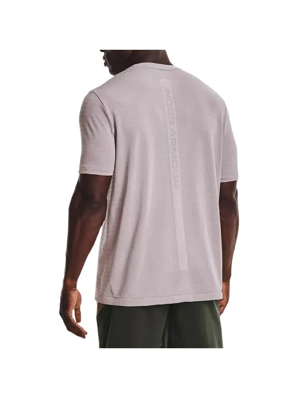 Футболка rush seamless geosport short sleeve t-shirt 'stone beige' Under Armour — изображение 4 из 4, черный бежевый