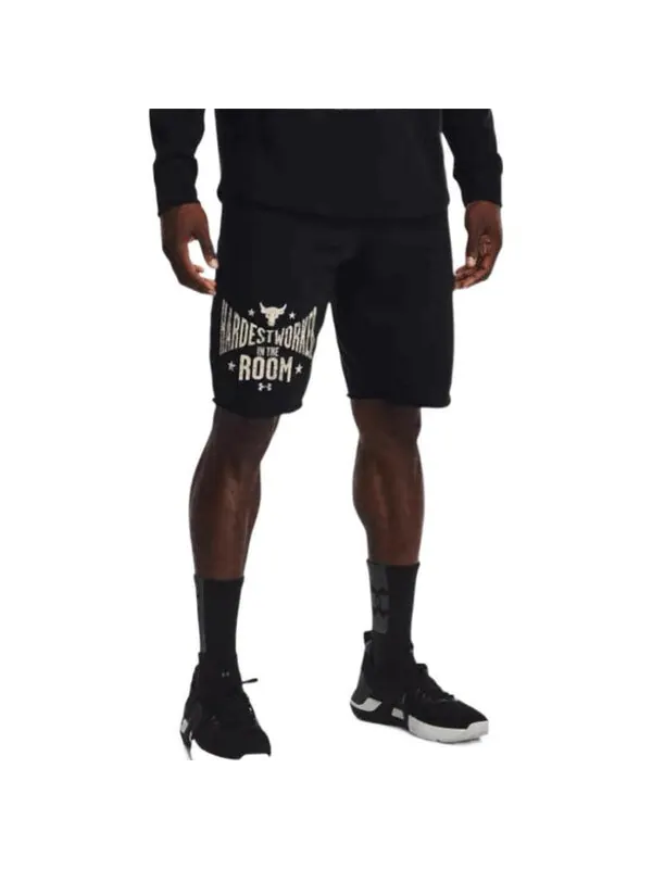 Шорты project rock terry shorts 'black beige' Under Armour — изображение 2 из 2, черный/бежевый