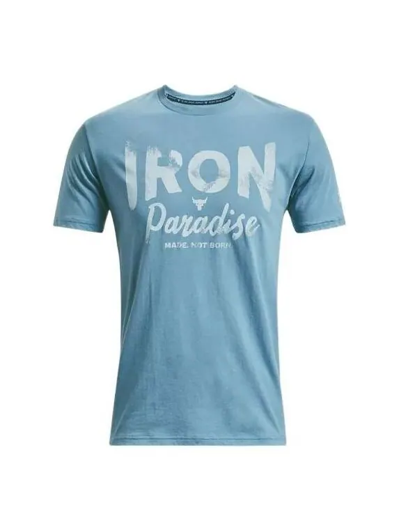Футболка project rock iron paradise t-shirt 'light blue' Under Armour — изображение 1 из 4, светлый синий