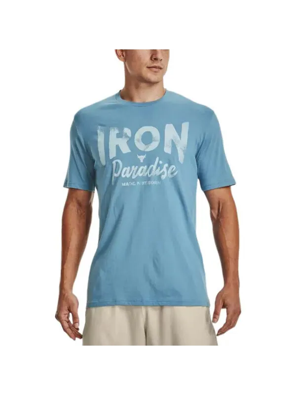 Футболка project rock iron paradise t-shirt 'light blue' Under Armour — изображение 3 из 4, светлый синий