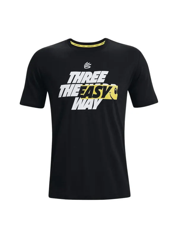Футболка curry tree easy t-shirt 'black' Under Armour — изображение 1 из 2, черный/белый/желтый