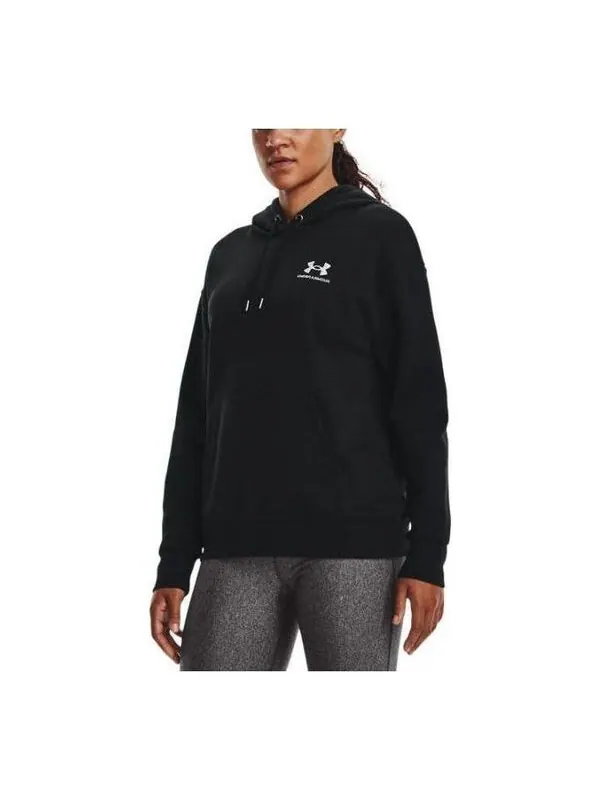 Толстовка essential fleece hoodie 'black' Under Armour — изображение 1 из 1, черный/белый
