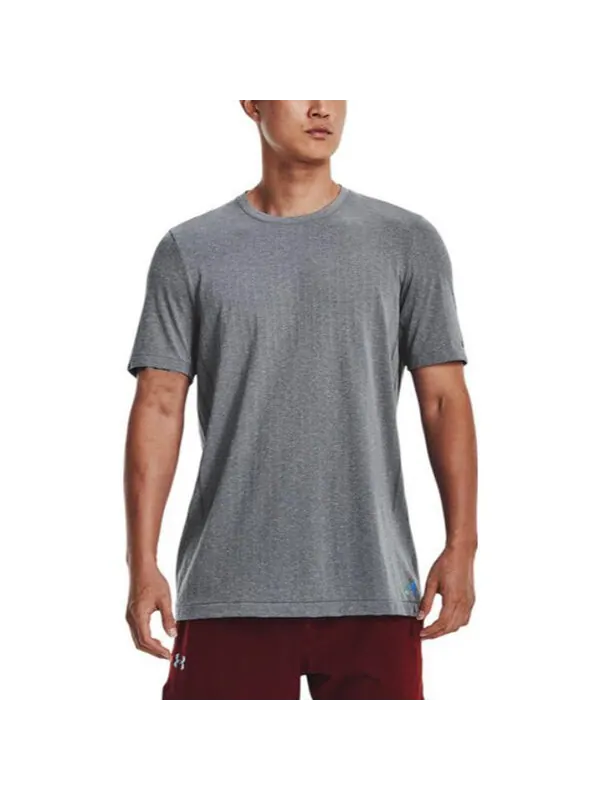 Футболка rush seamless t-shirt 'pitch grey' Under Armour — изображение 4 из 4, серый/черный