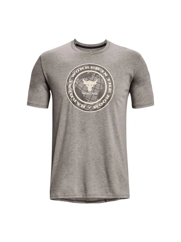 Футболка project rock globe short sleeve t-shirt 'grey' Under Armour — изображение 1 из 4, серый
