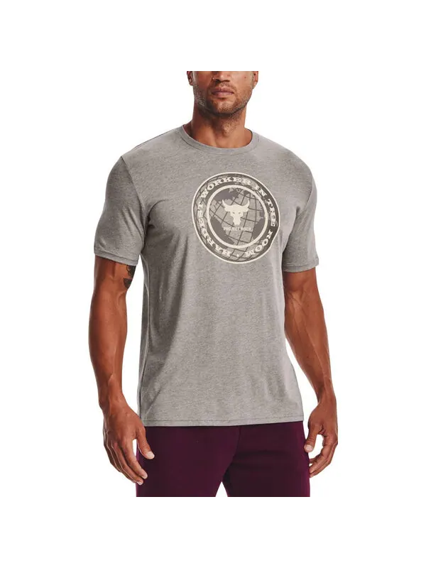 Футболка project rock globe short sleeve t-shirt 'grey' Under Armour — изображение 4 из 4, серый