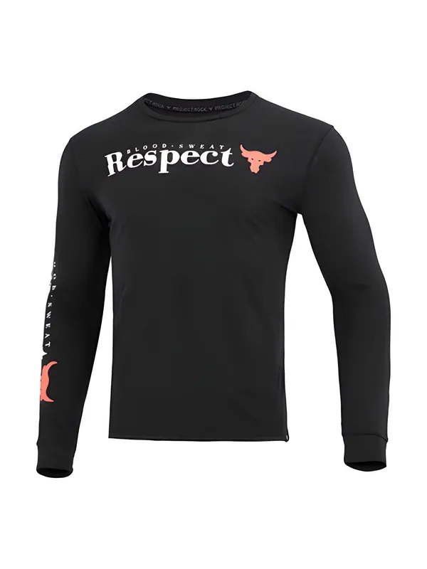 Футболка project rock respect long sleeve t-shirt 'black' Under Armour — изображение 1 из 2, черный