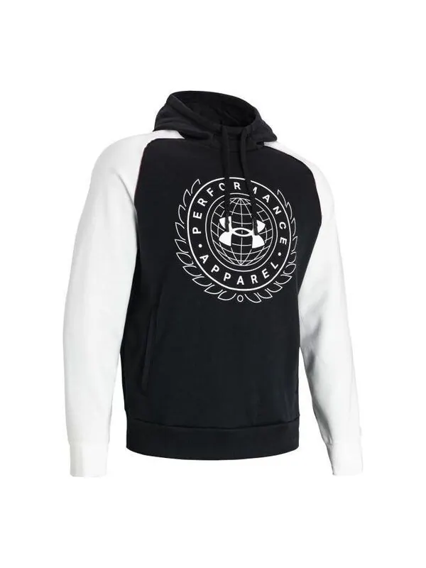 Толстовка rival varsity fleece hoodie 'black white' Under Armour — изображение 1 из 2, черный/белый