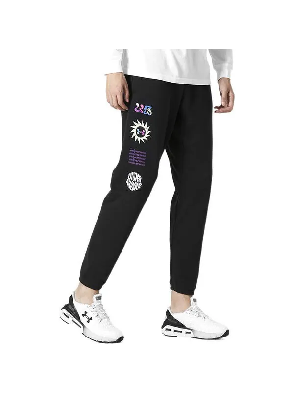 Брюки elevated terry joggers 'black' Under Armour — изображение 4 из 4, черный/белый