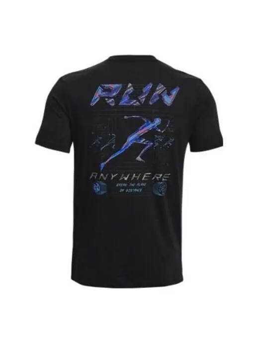 Футболка run anywhere t-shirt 'black multi' Under Armour — изображение 1 из 4, черный