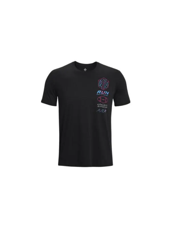 Футболка run anywhere t-shirt 'black multi' Under Armour — изображение 2 из 4, черный