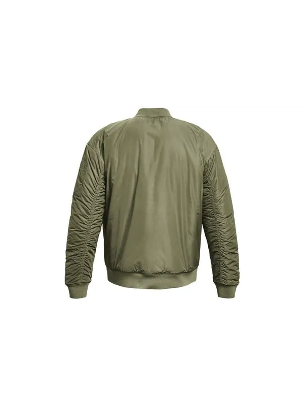 Куртка project rock insulated bomber jacket 'military green' Under Armour — изображение 2 из 4, зеленый