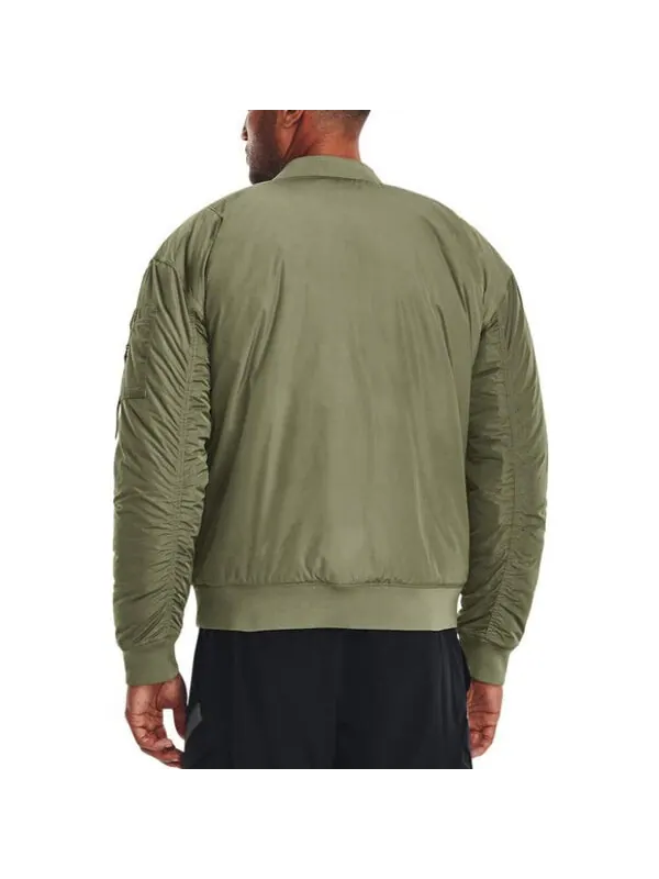 Куртка project rock insulated bomber jacket 'military green' Under Armour — изображение 4 из 4, зеленый