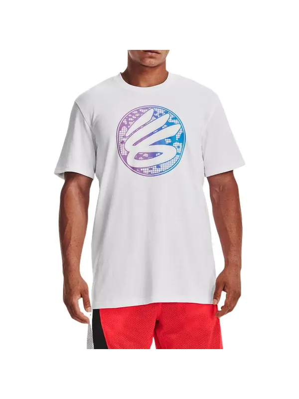 Футболка curry gradient heavyweight t-shirt 'white multi' Under Armour — изображение 3 из 4, белый/мульти
