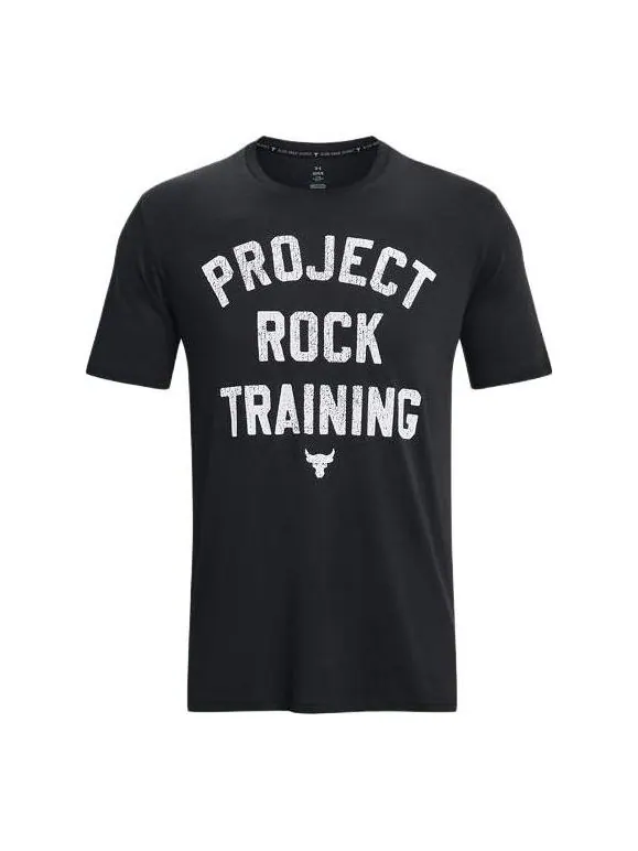 Футболка project rock training t-shirt 'black' Under Armour — изображение 1 из 4, черный/белый