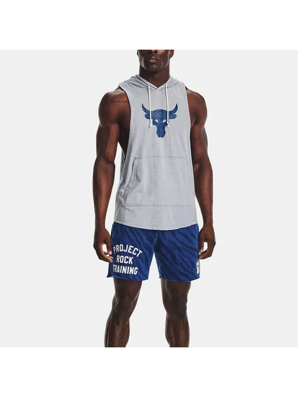 Толстовка project rock bsr bull sleeveless hoodie 'grey blue' Under Armour — изображение 3 из 4, серый/синий