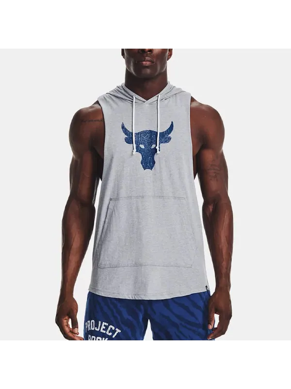 Толстовка project rock bsr bull sleeveless hoodie 'grey blue' Under Armour — изображение 4 из 4, серый/синий