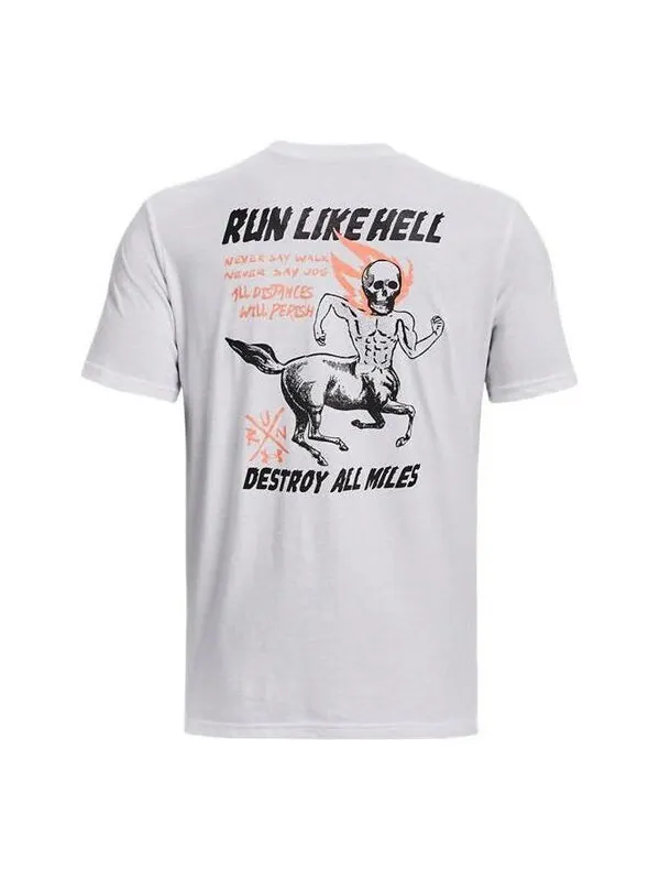 Футболка run like hell t-shirt 'white' Under Armour — изображение 1 из 4, белый/мульти