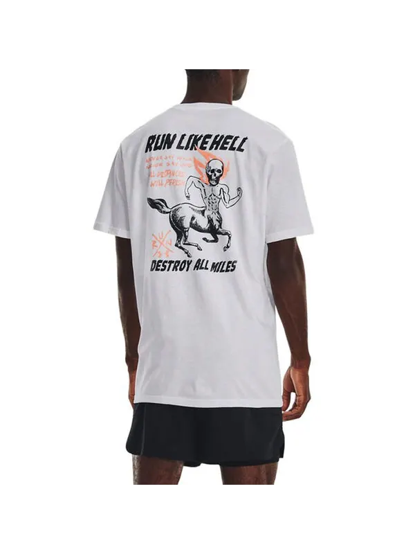 Футболка run like hell t-shirt 'white' Under Armour — изображение 4 из 4, белый/мульти