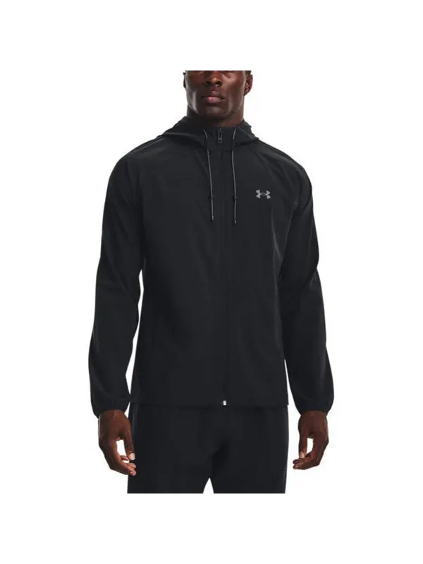 Куртка stretch woven windbreaker jacket 'black' Under Armour — изображение 3 из 4, черный