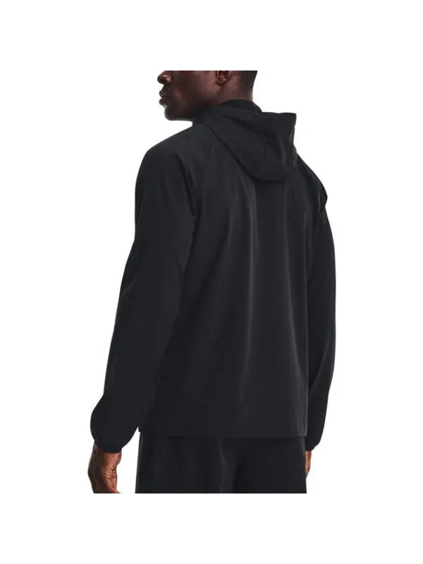 Куртка stretch woven windbreaker jacket 'black' Under Armour — изображение 4 из 4, черный