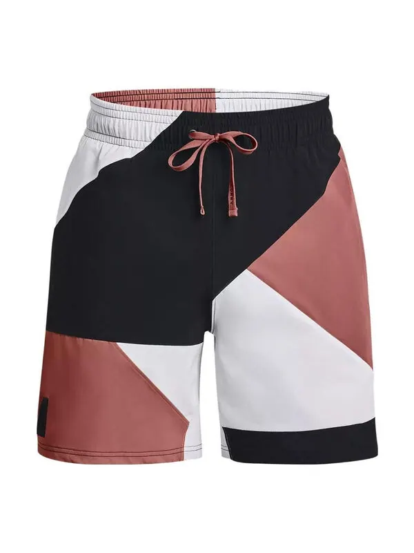 Шорты curry woven 7 inch basketball shorts 'black pink white' Under Armour — изображение 1 из 4, черный/розовый/белый