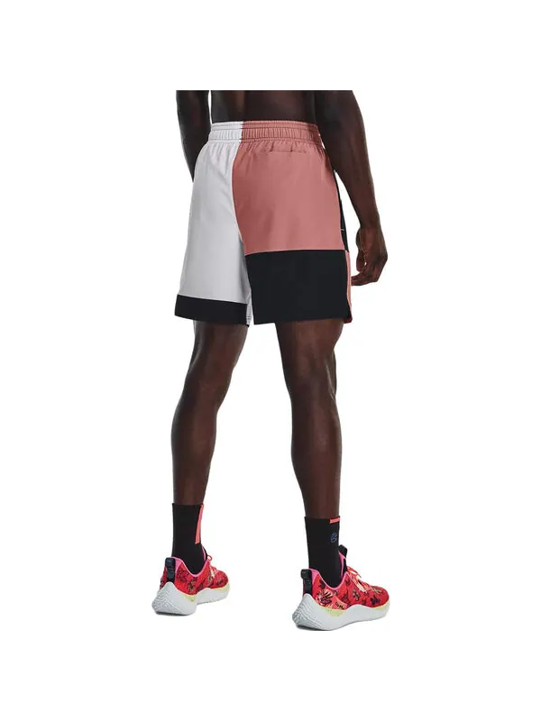 Шорты curry woven 7 inch basketball shorts 'black pink white' Under Armour — изображение 4 из 4, черный/розовый/белый