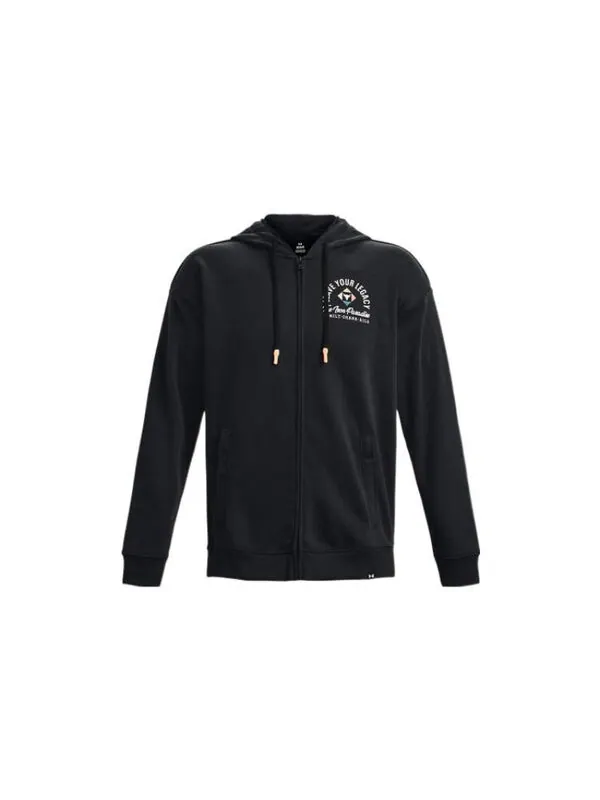Толстовка project rock heavyweight terry full-zip hoodie 'black' Under Armour — изображение 2 из 4, черный