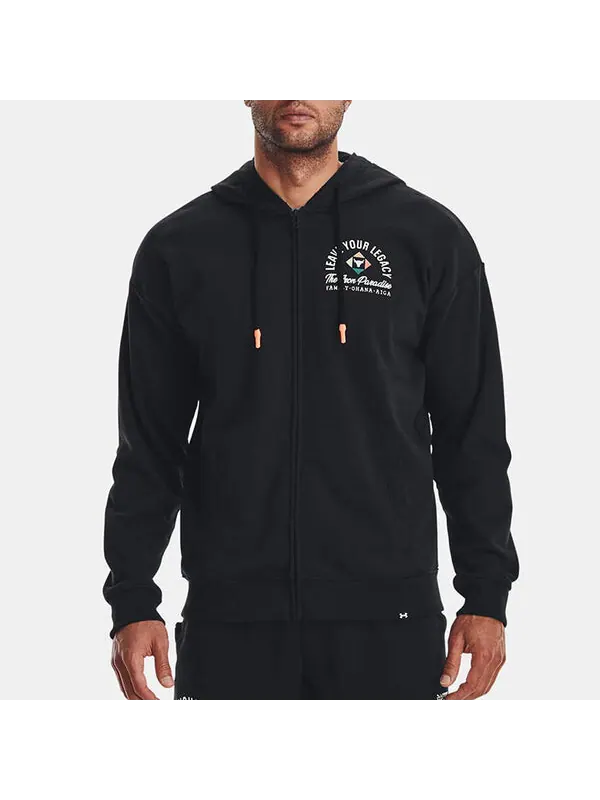 Толстовка project rock heavyweight terry full-zip hoodie 'black' Under Armour — изображение 3 из 4, черный