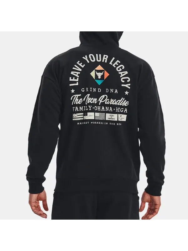 Толстовка project rock heavyweight terry full-zip hoodie 'black' Under Armour — изображение 4 из 4, черный