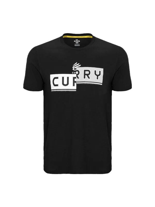 Футболка curry logo t-shirt 'black white' Under Armour — изображение 1 из 2, черный/белый/серый
