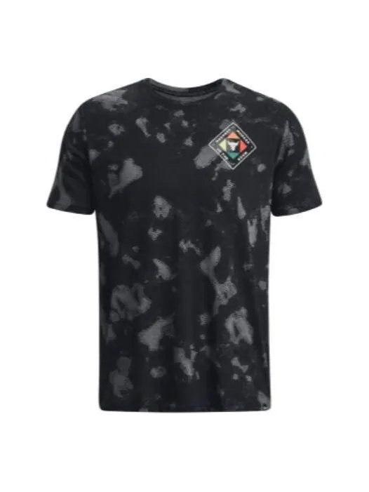 Футболка project rock hwir printed short sleeve t-shirt 'black grey' Under Armour — изображение 1 из 2, черный/серый