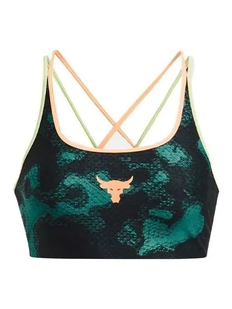 Бюстгальтер (WMNS) Under Armour Project Rock Crossback Sports Bra 'Green Black' — изображение 1 из 4, зеленый