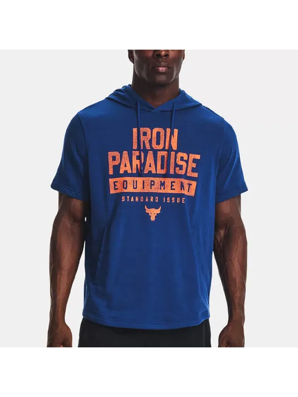 Толстовка project rock short sleeve hoodie 'blue orange' Under Armour — изображение 3 из 4, синий/оранжевый