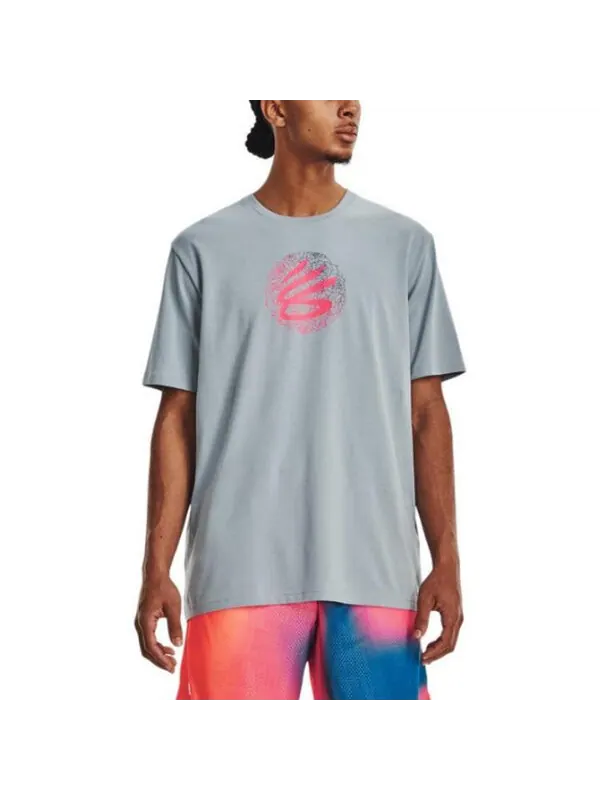 Футболка curry mothers day logo t-shirt 'grey pink' Under Armour — изображение 4 из 4, серый/розовый