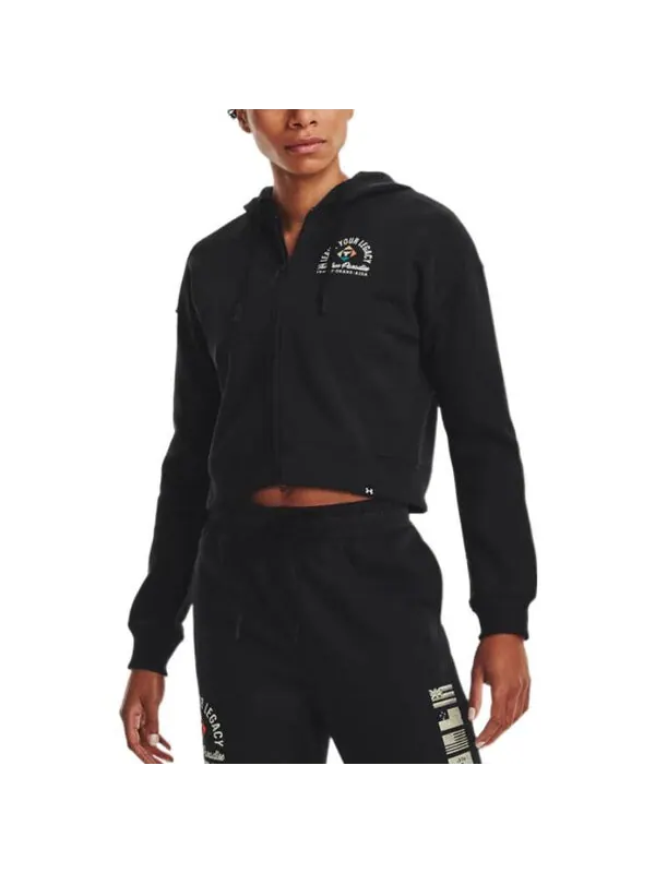 Куртка project rock heavyweight terry family full-zip jacket 'black' Under Armour — изображение 3 из 4, черный