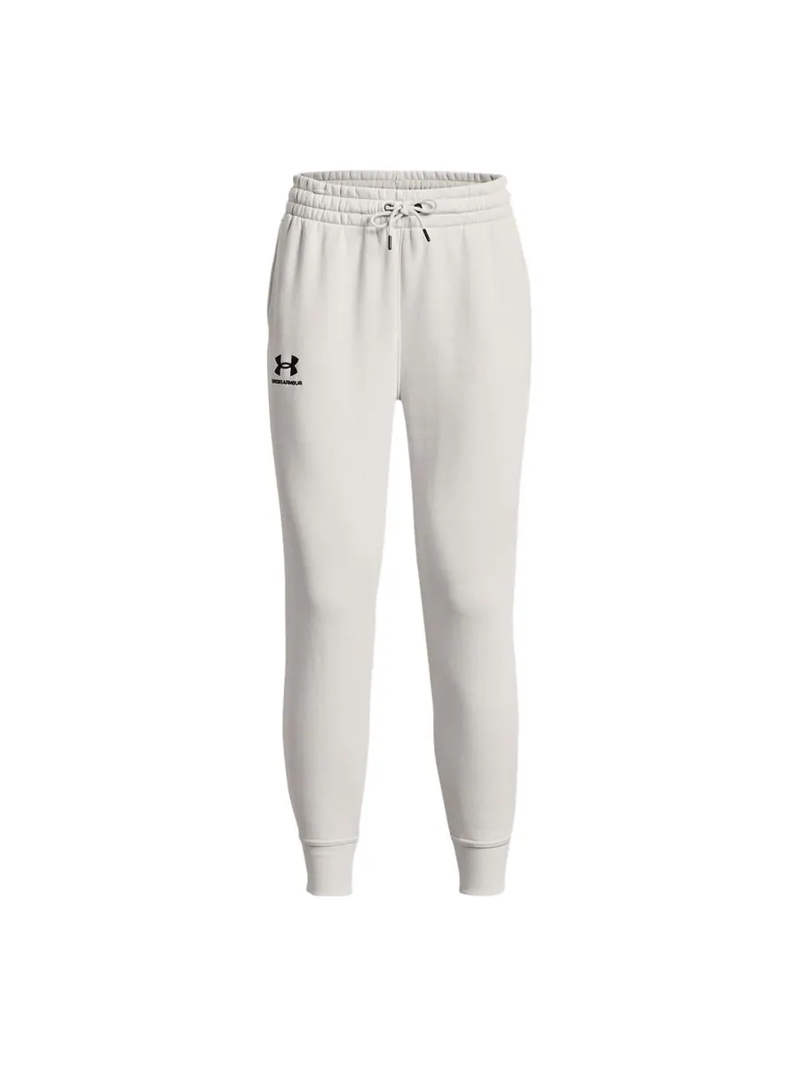 Спортивные брюки (WMNS) Under Armour Essential Fleece Tapered Pants 'White Black' — изображение 1 из 5, белый
