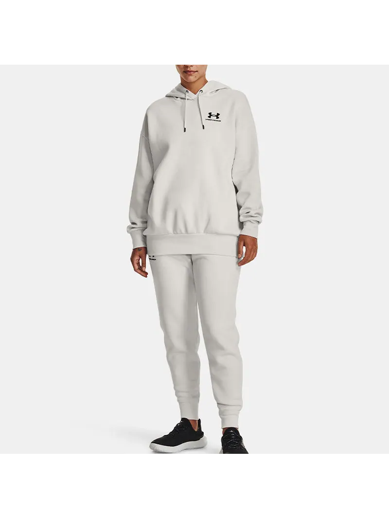 Спортивные брюки (WMNS) Under Armour Essential Fleece Tapered Pants 'White Black' — изображение 5 из 5, белый