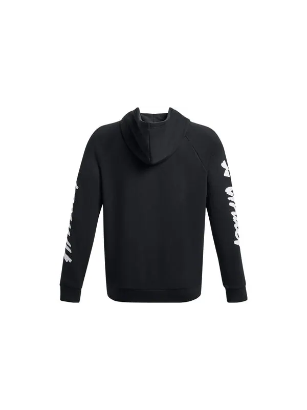 Толстовка rival fleece graphic hoodie 'black white' Under Armour — изображение 2 из 4, черный/белый