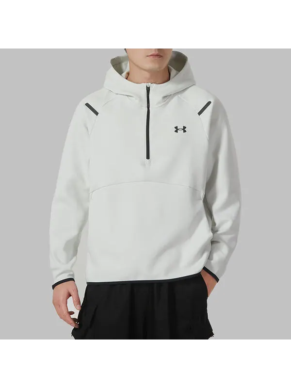Толстовка logo unstoppable fleece zip hoodie 'white' Under Armour — изображение 3 из 4, белый/черный