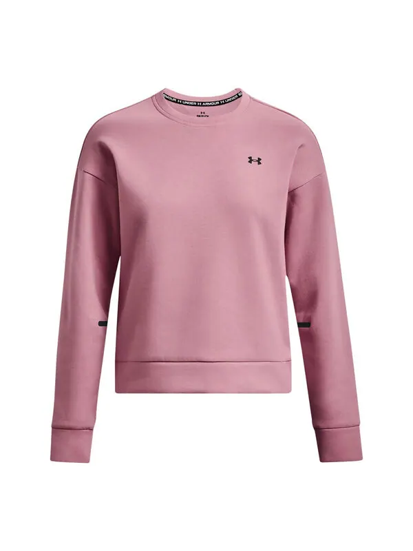 Толстовка unstoppable fleece crew neck 'pink' Under Armour — изображение 1 из 4, розовый