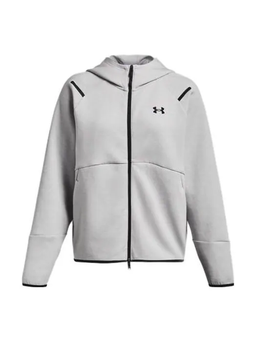 Куртка unstoppable fleece full zip jacket 'light grey' Under Armour — изображение 1 из 4, светлый серый/черный